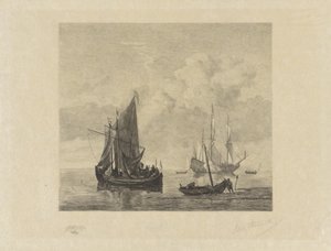 Barche a vela su mare calmo da Willem Steelink (II) (signed by artist)