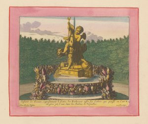 Brunnen mit einem Putto als Personifikation des Reichtums, sitzend auf Cerberus da Willem Swidde