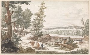 Paesaggio con asini su una strada da Willem Swidde