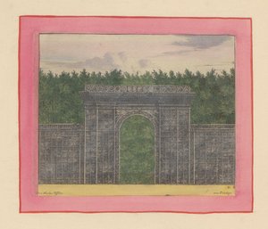 Rechteckiger Pavillon aus Lattenwerk mit Tor für eine Hecke in den Gärten von Versailles da Willem Swidde