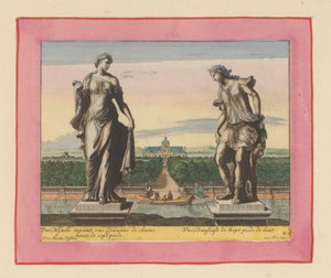 Statuen einer Nymphe mit Lorbeerkranz und einer Tänzerin da Willem Swidde