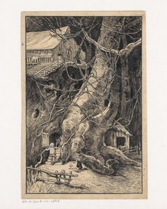 Casa in miniatura contro un albero da Willem Wenckebach