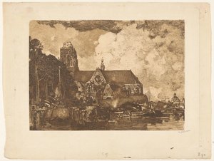 Vista della Grote Kerk a Dordrecht da Willem Witsen (signed by artist)