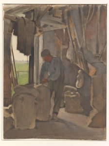 Il mugnaio, riempiendo sacchi da Willem Arnoldus Witsen