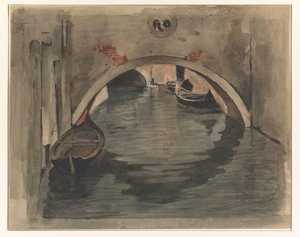 Veduta sotto un ponte ad arco a Venezia da Willem Arnoldus Witsen
