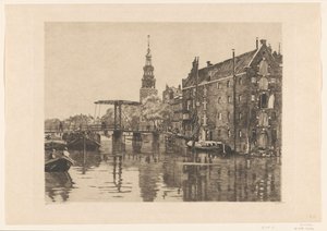 Veduta di un ponte vicino al magazzino Sweeden ad Amsterdam da Willem Arnoldus Witsen
