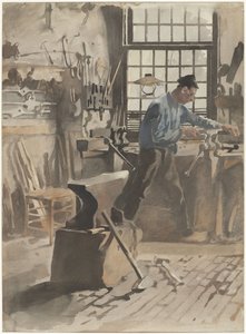 Fabbro al lavoro nella sua fucina da Willem Arnoldus Witsen