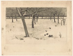 Frutteto innevato con uccelli da Willem Arnoldus Witsen