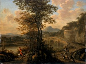 Paesaggio fluviale italiano con ponte di pietra