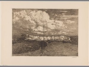 Paesaggio dunale con cava di sabbia e barche da Willem de Zwart (signed by artist)