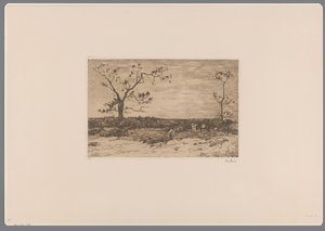 Paesaggio con alberi spogli e boscaioli