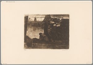 Uomo sul molo di un porto da Willem de Zwart (signed by artist)