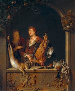 Le Marchand de gibier, noto anche come Le Rôtisseur ... da Willem van (after) Mieris