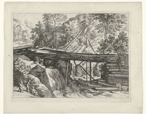 Paesaggio montano con acquedotto in legno da Willem van Nieulandt (II)