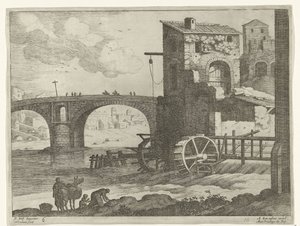 Ponte e mulino ad acqua (serie: Paesaggi italiani) da Willem van Nieulandt (II)