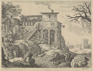 Paesaggio italiano con una locanda da Willem van Nieulandt (II)