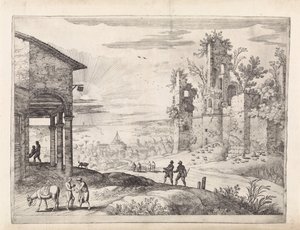 Paesaggio con il buon samaritano presso la locanda da Willem van Nieulandt (II)