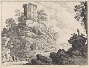 Paesaggio con le rovine di un tempio