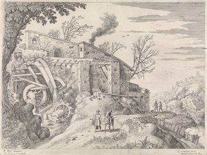 Paesaggio con un mulino ad acqua e il buon samaritano da Willem van Nieulandt (II)