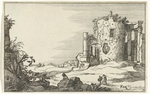 Rovina di un tempio circondato da colonne (serie: Rovine romane e paesaggi costieri)