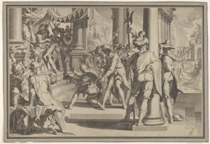 Allegoria della Giustizia e Santità della Legge con una scena di tribunale, 1605 da Willem van Swanenburg