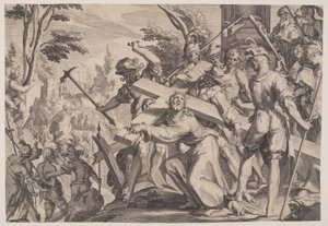 Cristo portacroce, tavola 4 da Troni di giustizia (Thronus Iustitiae) da Willem van Swanenburgh