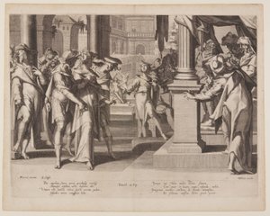 Susanna davanti a Daniele, piatto 3 da Troni di giustizia (Thronus Iustitiae) da Willem van Swanenburgh