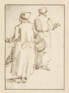 Uomo e donna in abiti contadini, visti di spalle da Willem van de Velde (I)