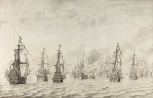 La battaglia di Dunkerque La battaglia navale contro gli spagnoli vicino a Dunkerque, 18 febbraio 1639 da Willem van de Velde (I)