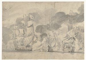 Battaglia navale a Lowestoft il 13 giugno 1665 da Willem van de Velde (I)