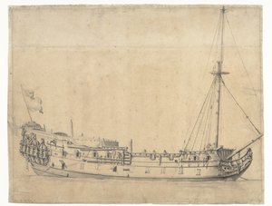 Il Loyal George, catturato dopo la Battaglia dei Quattro Giorni nel giugno 1666 da Willem van de Velde (II)