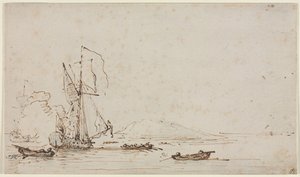Yacht che riceve il saluto da Willem van de Velde