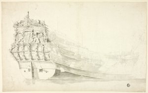 Nave olandese con prua ornamentale vista dal lato di dritta da Willem van de Velde I