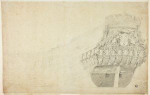 Schizzo parziale di una nave olandese vista da babordo da Willem van de Velde I