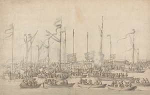 Celebrazione sul Tamigi vicino a Whitehall da Willem van de Velde the Elder