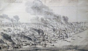 Robert Holmes che incendia la flotta olandese a Terschelling da Willem van de Velde the Elder