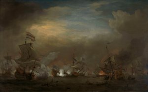 Battaglia navale notturna tra Cornelis Tromp sulla Gouden Leeuw e Sir Edward Spragge sulla Royal Prince da Willem van de Velde the Younger