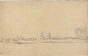 Veduta di una città olandese (Delft?) da Willem van de Velde the Younger