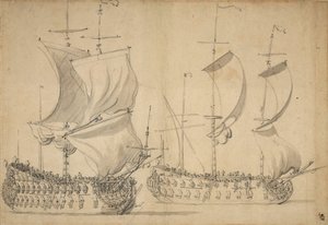 Una terza e una quarta classe inglese a vela, c.1677