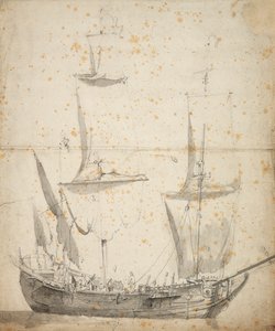 Ritratto di una piccola nave mercantile olandese, c.1665 da Willem van de the Elder Velde