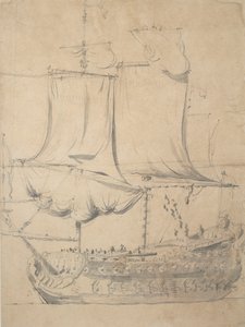 Ritratto di una nave inglese di terza classe, c.1685 da Willem van de the Elder Velde