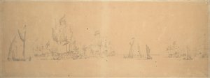 La flotta olandese in venti leggeri, c.1666 da Willem van de the Elder Velde