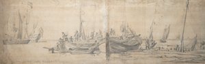 Due kaags a riva alla fine di un duro lavoro da Willem van de the Elder Velde