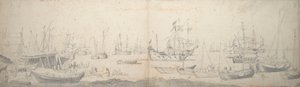 Weyschuits, un kaag e navi da guerra olandesi nel Texel da Willem van de the Elder Velde