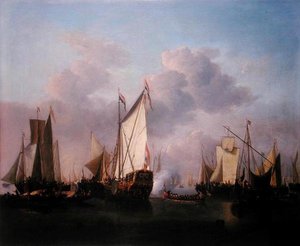 Uno yacht di stato e altre navi con vento molto leggero, c.1655 da Willem van de Velde the Younger