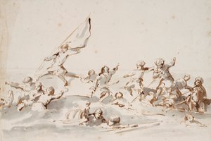 Una lotta in barca da Willem van de Velde the Younger