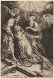 Mater Dolorosa in ginocchio, sostenuta da due angeli da Willem van der Leeuw after Sir Peter Paul Rubens