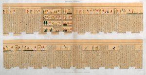 Illustrazioni di un manoscritto con geroglifici, da una tomba a Tebe, Egitto