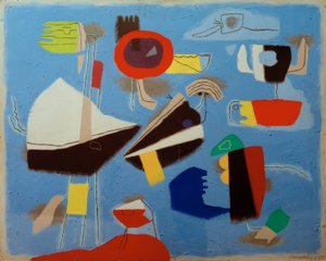 Il ventaglio su sfondo blu da Willi Baumeister