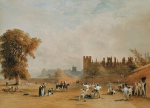 Il gioco del muro, Buon Calx un tiro a goal. c.1835 da William  Evans